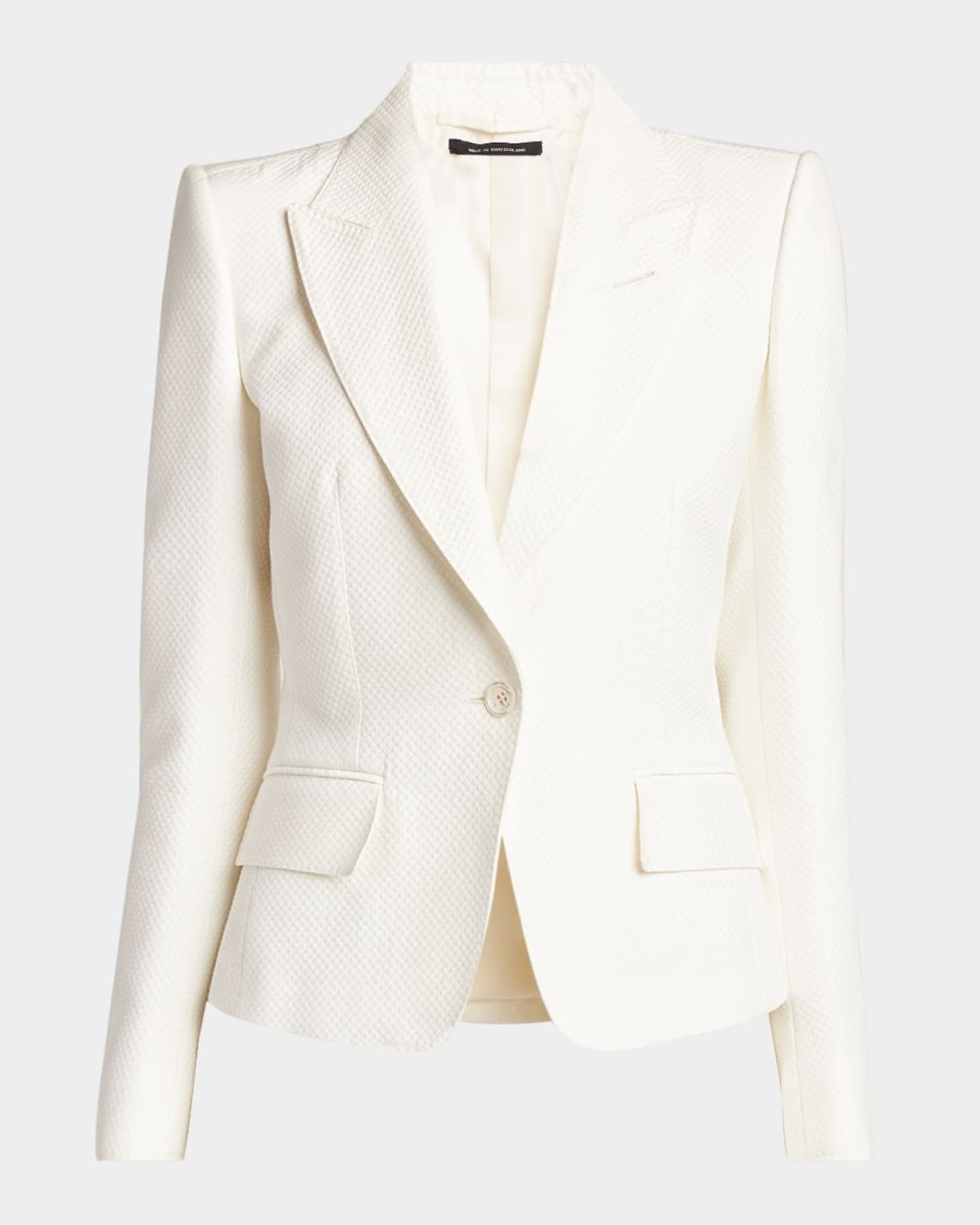 Cotton-Silk Pique Single-Breasted Jacket